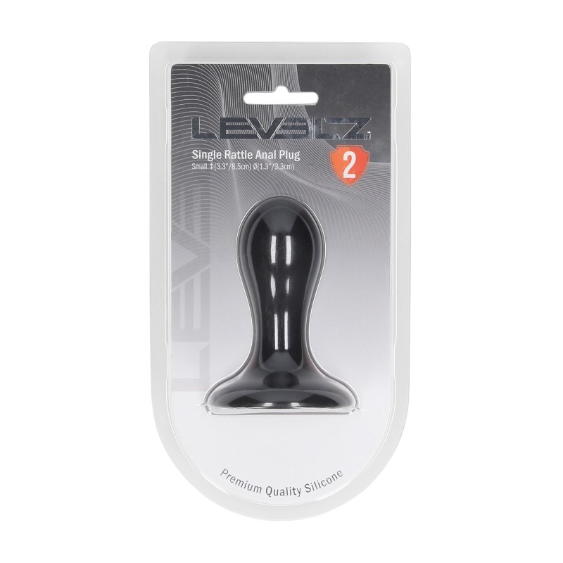 Levelz Single Rattle Liquid Silicone Anal Plug - S - Black