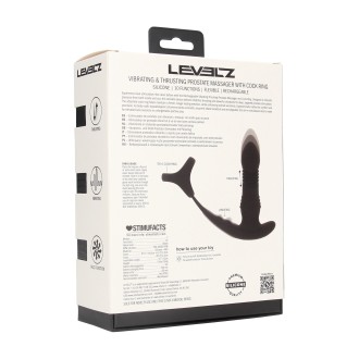 Levelz Vibrating and Thrusting Silicone Prostate Massager with Tri O Cockring - Black