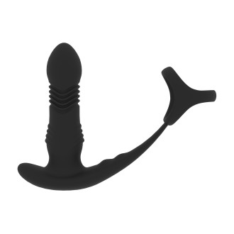 Levelz Vibrating and Thrusting Silicone Prostate Massager with Tri O Cockring - Black