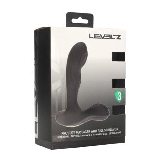 Levelz Vibrating and Tapping Silicone Prostate Massager with Ball Stimulator - Black
