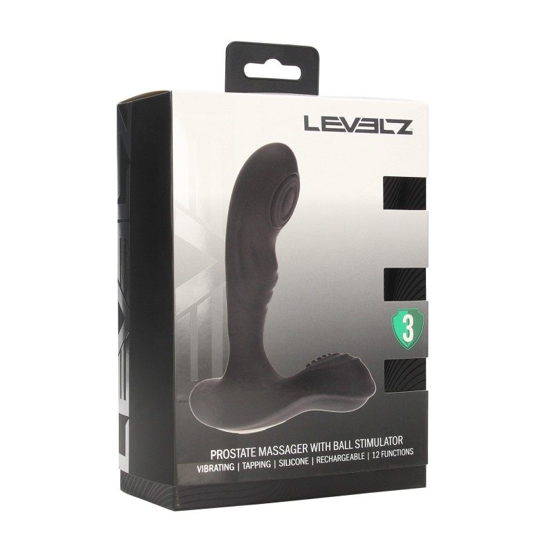 Levelz Vibrating and Tapping Silicone Prostate Massager with Ball Stimulator - Black