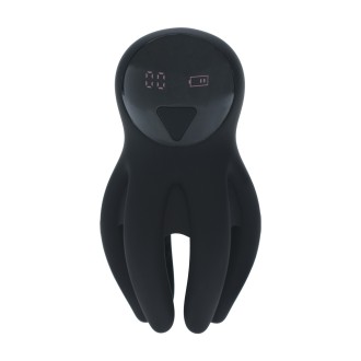 Levelz Digital Vibrating Silicone Penis Head Stimulator with Tentacles - Black