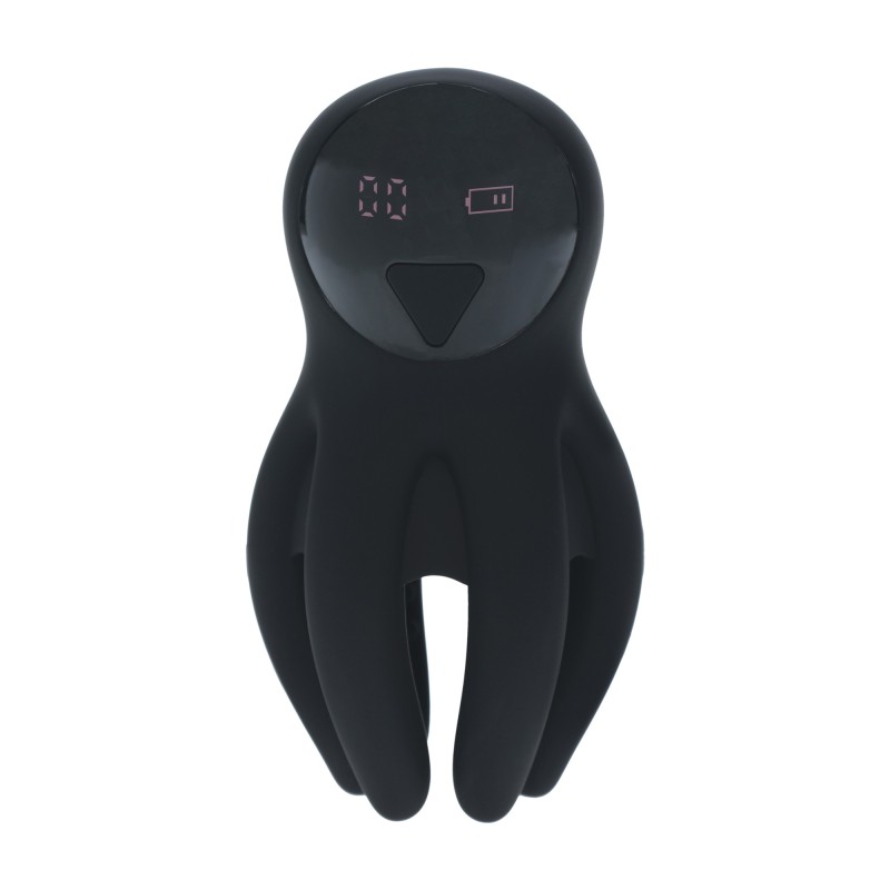 Levelz Digital Vibrating Silicone Penis Head Stimulator with Tentacles - Black