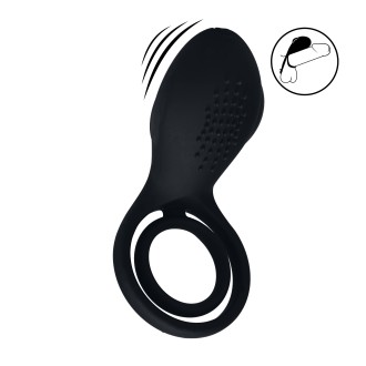 Levelz Vibrating Cock and Ball Ring with Winged Stimulator - Black