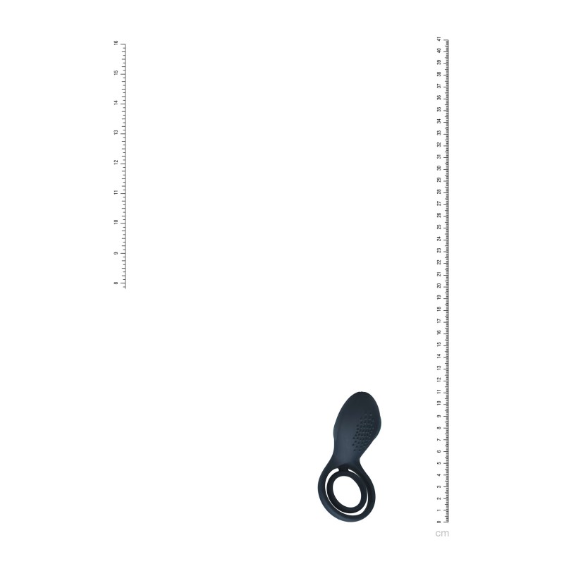 Levelz Vibrating Cock and Ball Ring with Winged Stimulator - Black