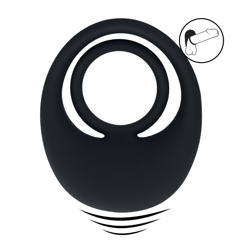 Levelz Vibrating Liquid Silicone Cock and Ball Ring - Black