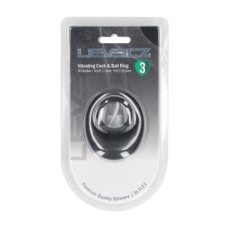 Levelz Vibrating Liquid Silicone Cock and Ball Ring - Black