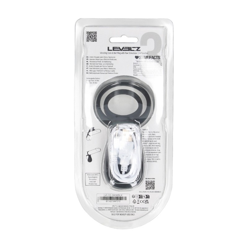 Levelz Vibrating Cock and Ball Ring with Paw Stimulator - Black