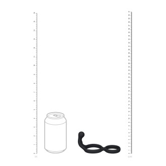 Levelz Silicone Double Cockring with Anal Stimulator - Black