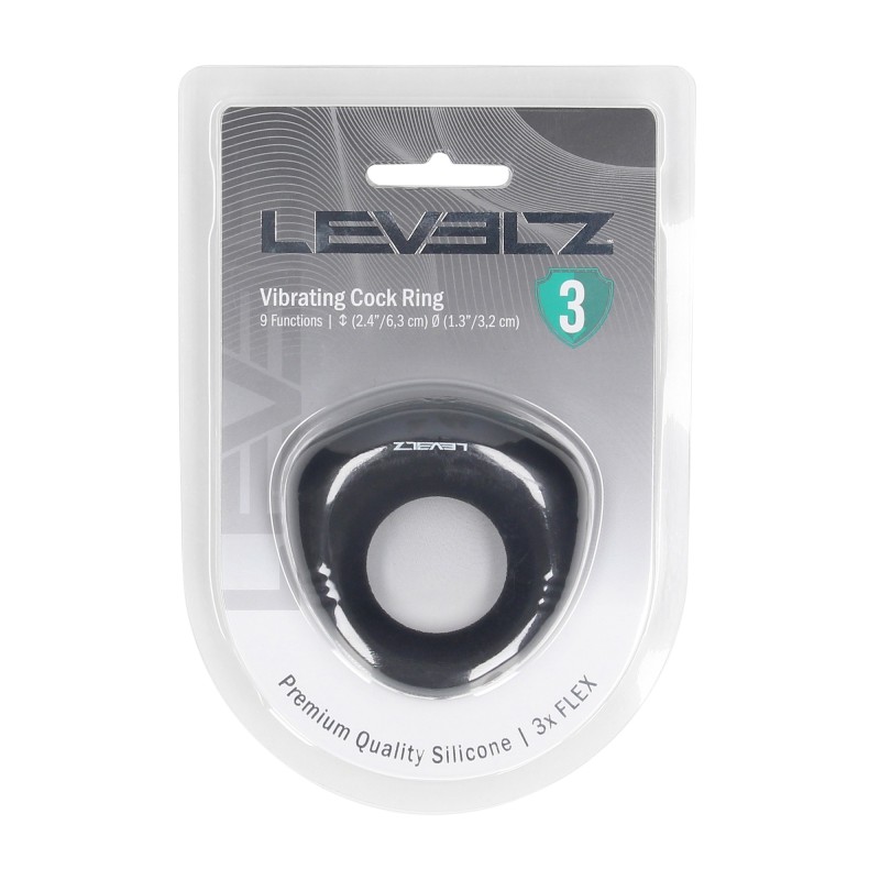 Levelz Sealed Liquid Silicone Vibrating Cockring - Black
