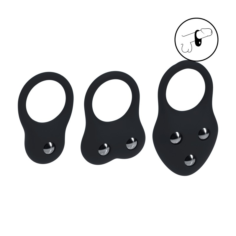 Levelz Silicone Training Cockring Set of 3 - S/M/L - Black