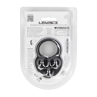 Levelz Liquid Silicone Triple Weighted Ball Cockring - Black