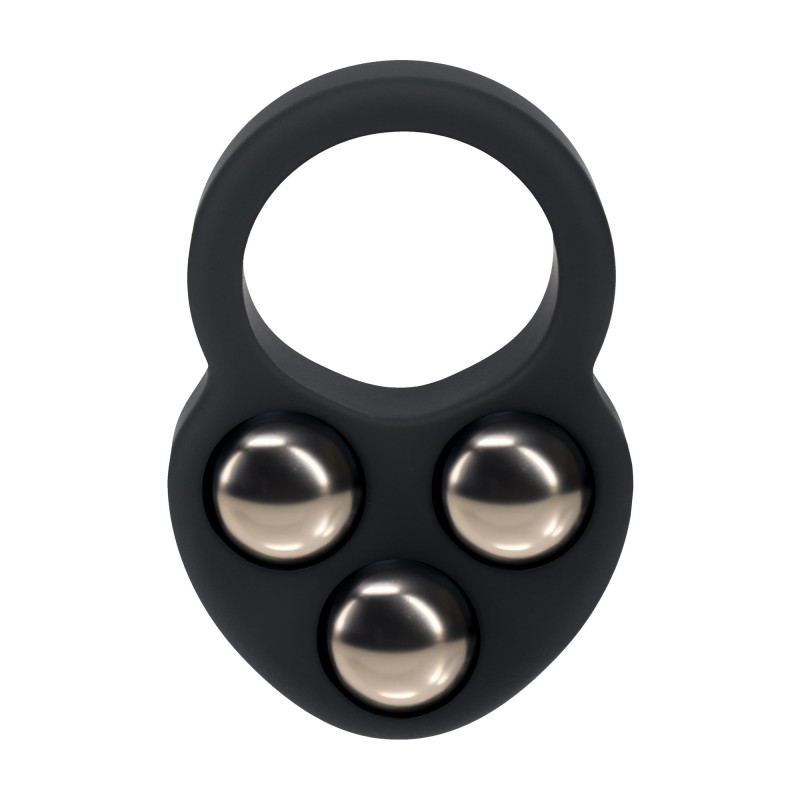 Levelz Liquid Silicone Triple Weighted Ball Cockring - Black