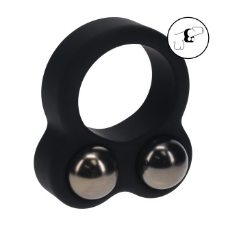 Levelz Liquid Silicone Double Weighted Ball Cockring - Black