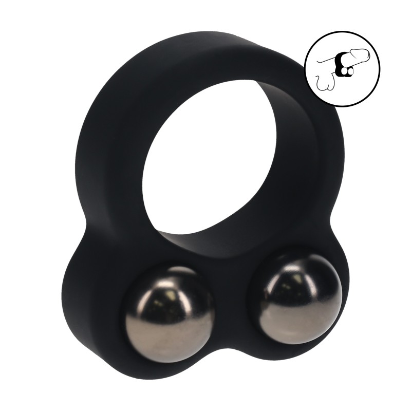 Levelz Liquid Silicone Double Weighted Ball Cockring - Black