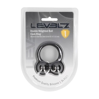 Levelz Liquid Silicone Double Weighted Ball Cockring - Black