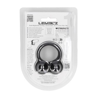 Levelz Liquid Silicone Double Weighted Ball Cockring - Black
