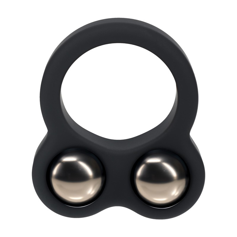 Levelz Liquid Silicone Double Weighted Ball Cockring - Black