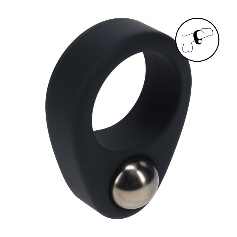 Levelz Liquid Silicone Single Weighted Ball Cockring - Black