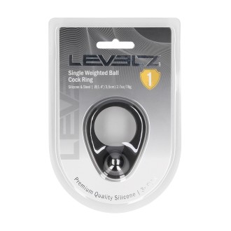 Levelz Liquid Silicone Single Weighted Ball Cockring - Black