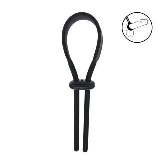 Levelz Wide Adjustable Silicone Lasso Cockring - 5mm - Black