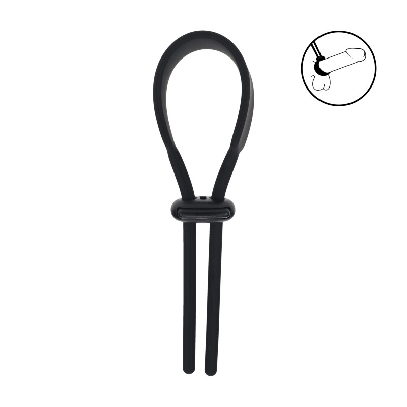 Levelz Wide Adjustable Silicone Lasso Cockring - 5mm - Black