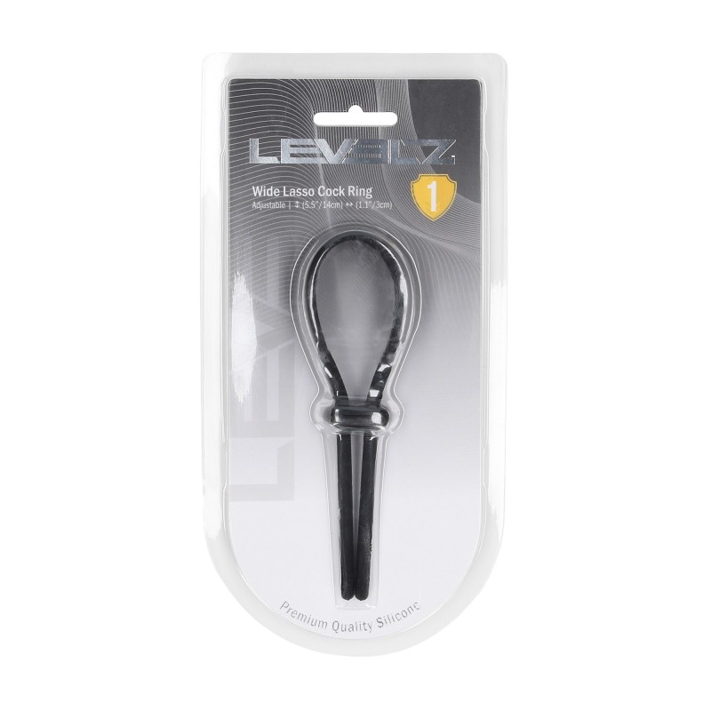 Levelz Wide Adjustable Silicone Lasso Cockring - 5mm - Black