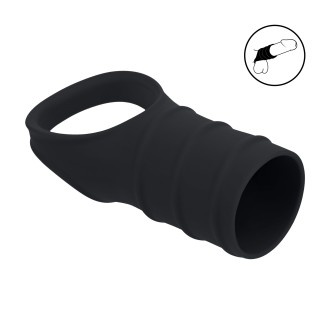 Levelz Silicone Cockring and Ribbed Sleeve - Black