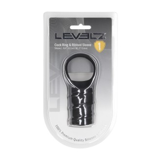 Levelz Silicone Cockring and Ribbed Sleeve - Black