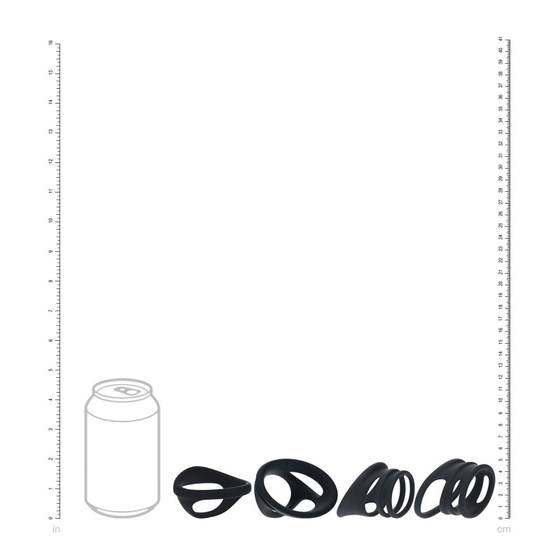 Levelz Silicone Cock and Ball Ring Set of 4 - Black