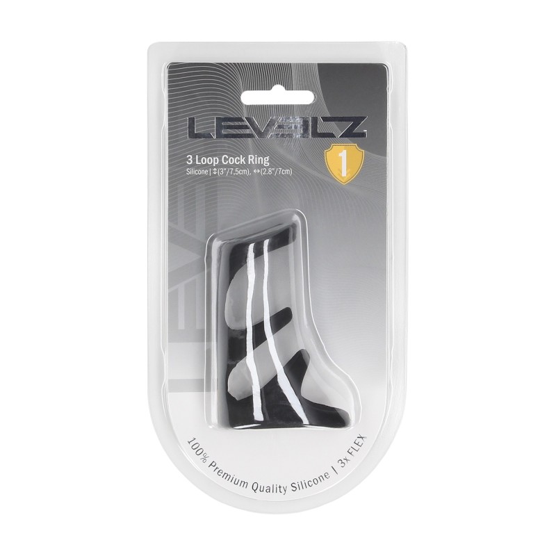 Levelz 3 Loop Silicone Cockring - Black