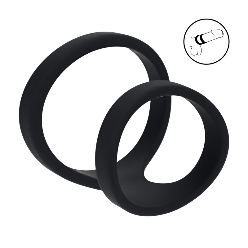 Levelz 2 Loop Silicone Cockring - Black