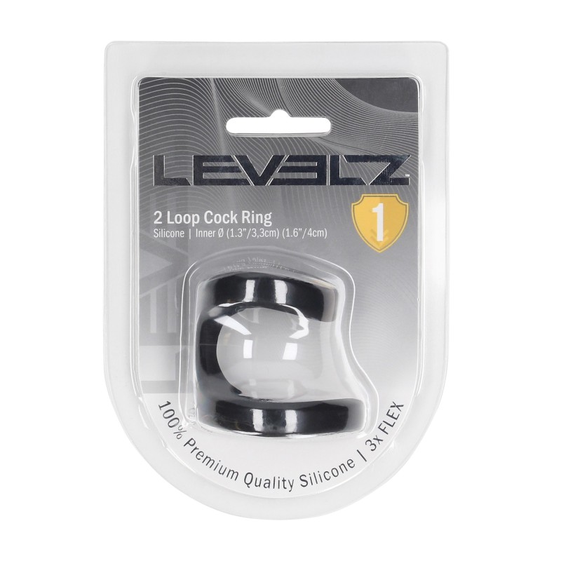 Levelz 2 Loop Silicone Cockring - Black