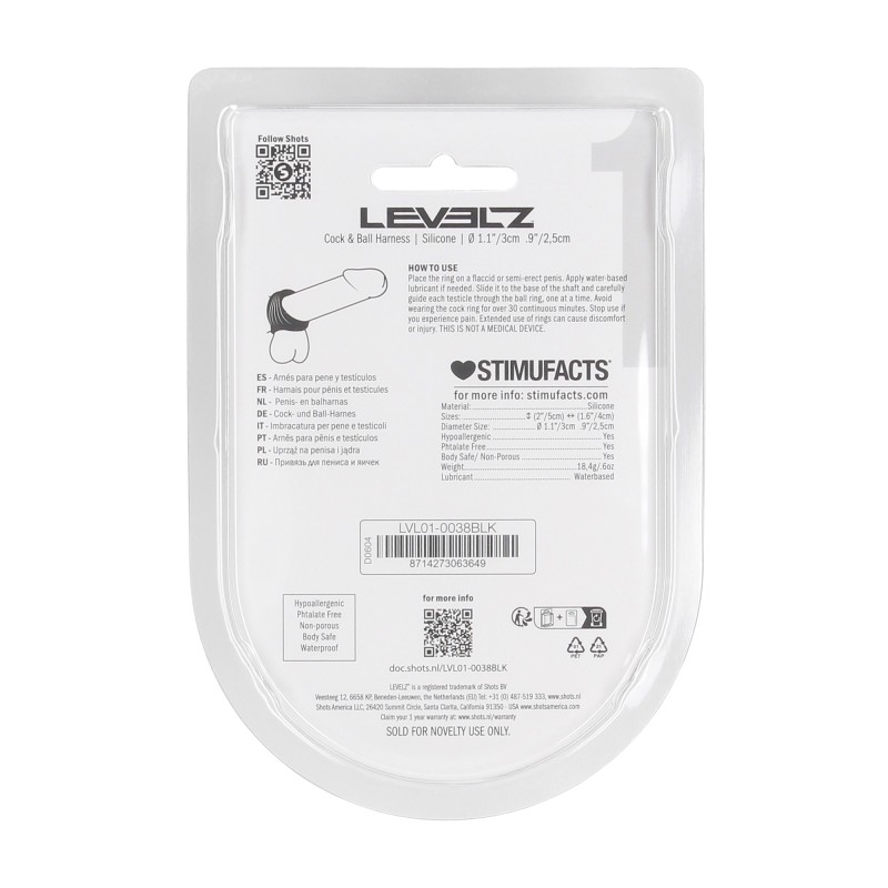Levelz Silicone Cock and Ball Harness - Black