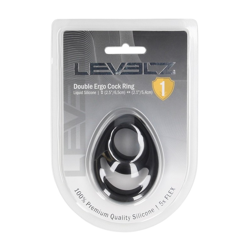 Levelz Double Ergo Silicone Cockring - Black
