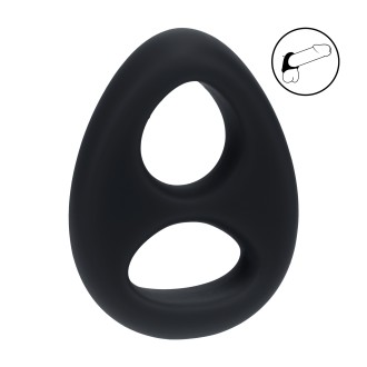 Levelz Double Liquid Silicone Cock and Ball Ring - Black