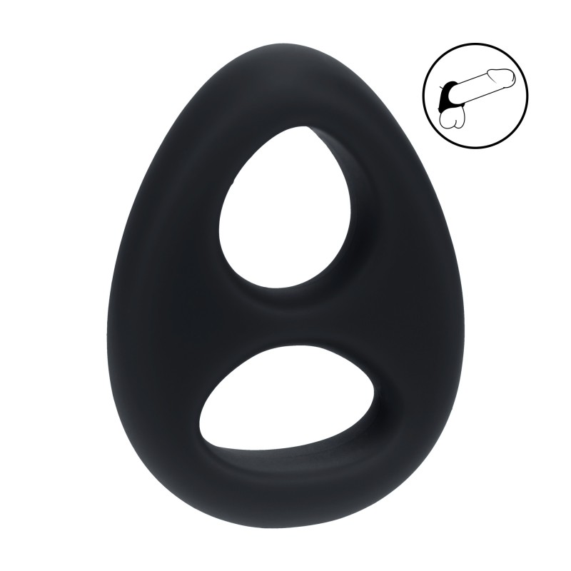 Levelz Double Liquid Silicone Cock and Ball Ring - Black
