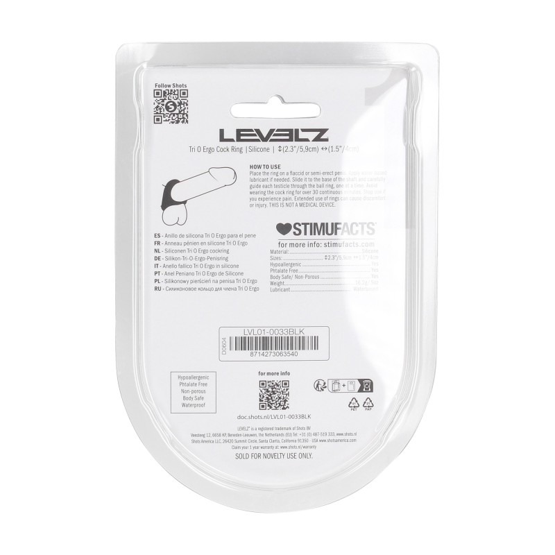 Levelz Tri O Ergo Silicone Cockring - Black
