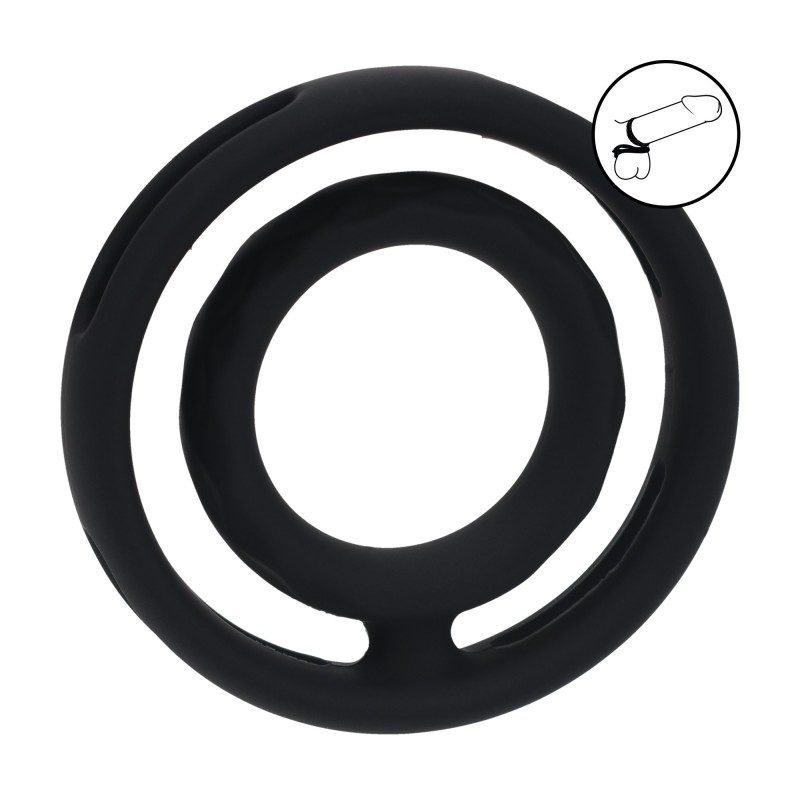 Levelz Classic Grooved Silicone Cock and Ball Ring - Black