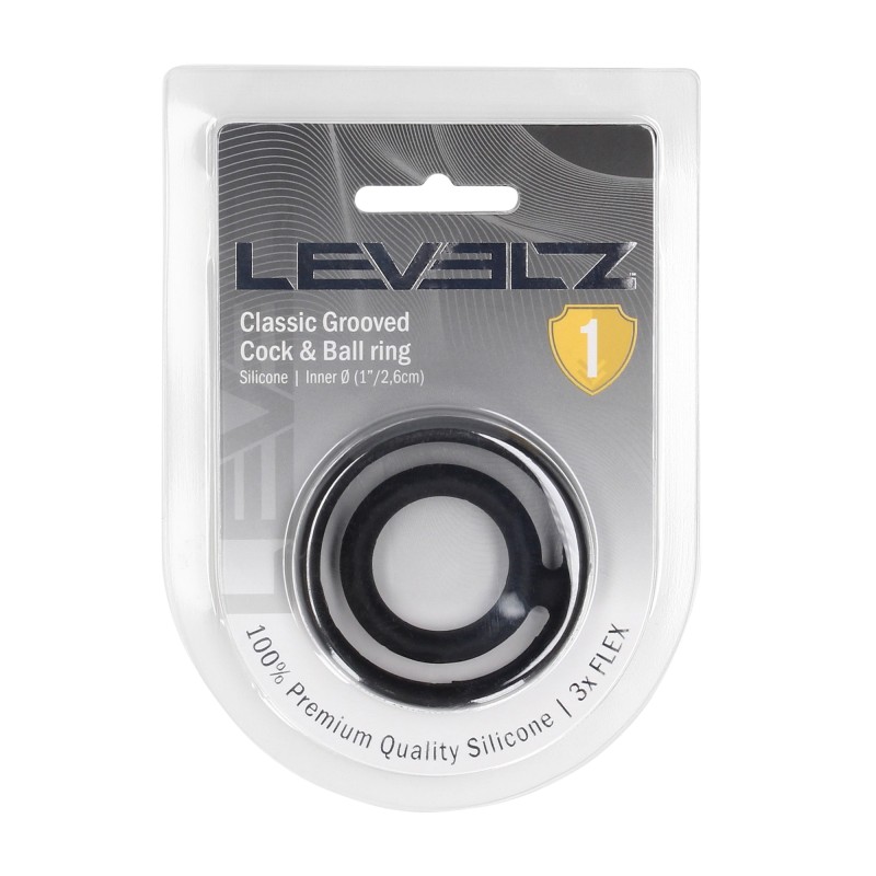 Levelz Classic Grooved Silicone Cock and Ball Ring - Black
