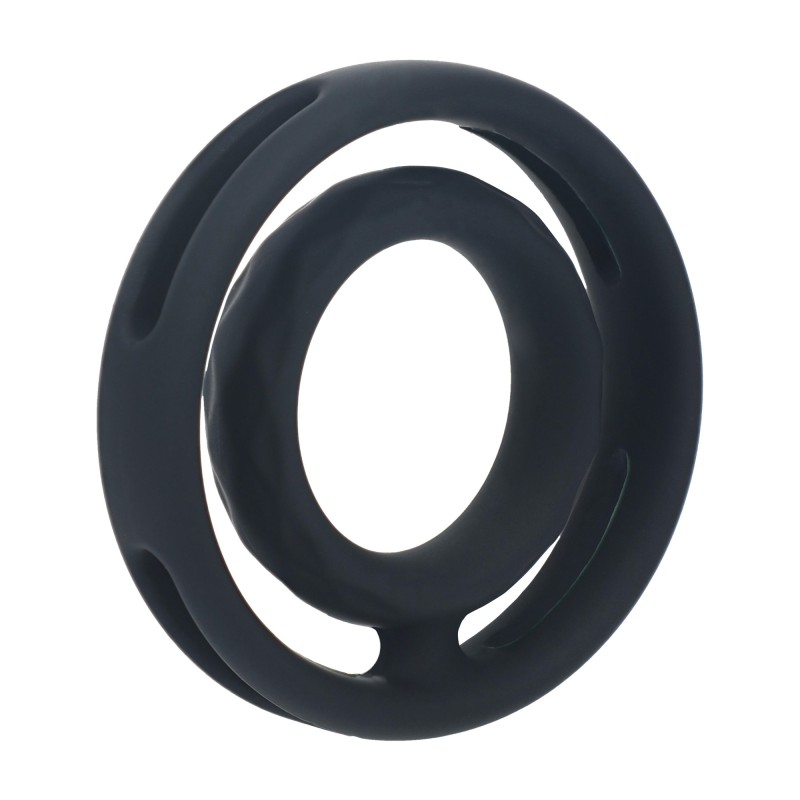 Levelz Classic Grooved Silicone Cock and Ball Ring - Black