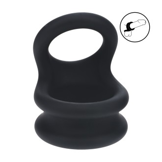 Levelz Wide Double O Silicone Cockring - L - Black