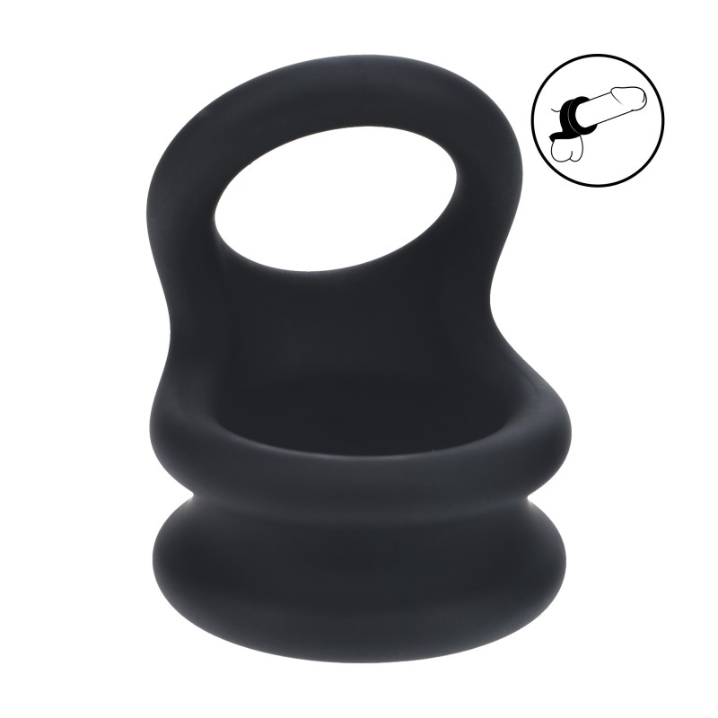 Levelz Wide Double O Silicone Cockring - L - Black