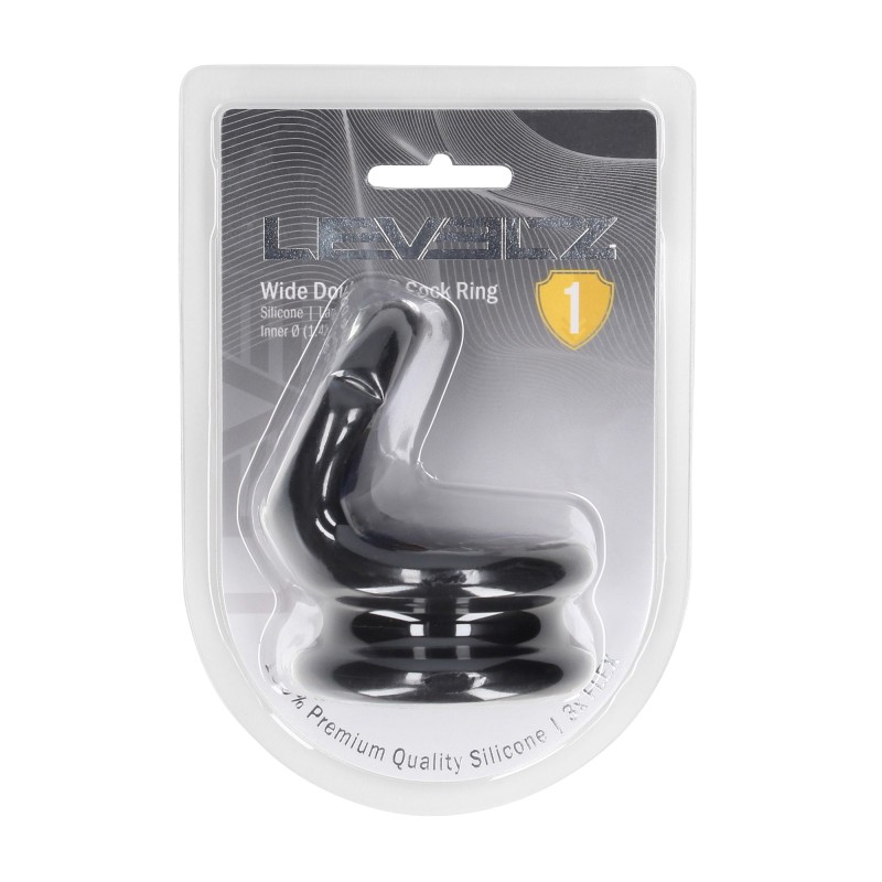 Levelz Wide Double O Silicone Cockring - L - Black