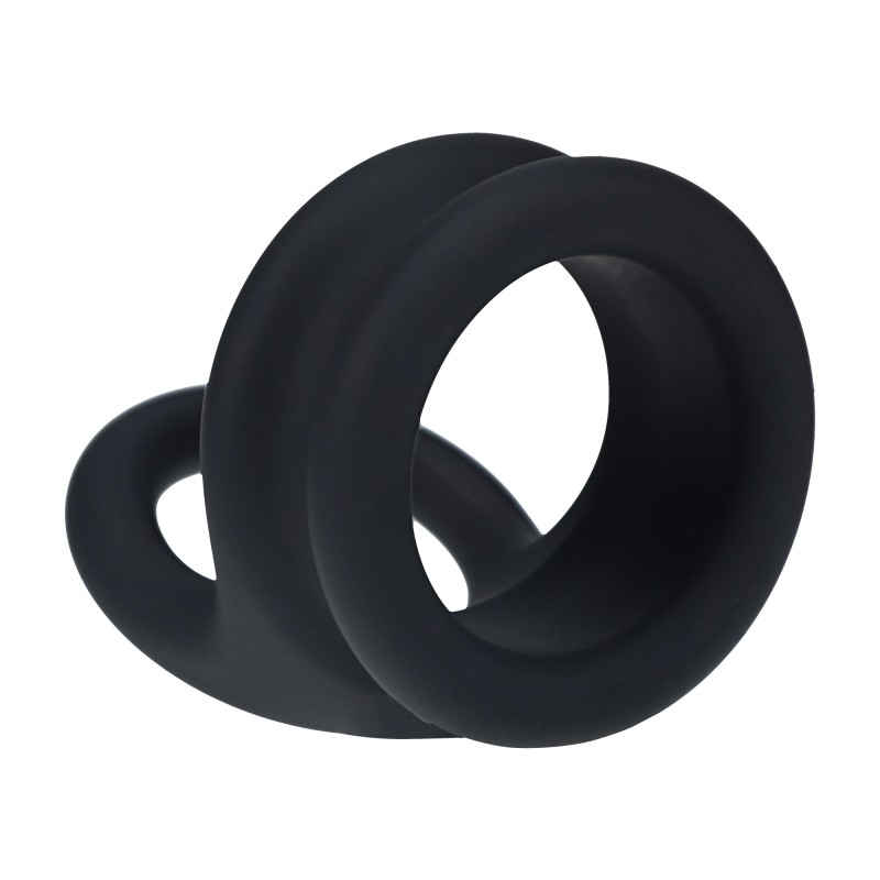 Levelz Wide Double O Silicone Cockring - L - Black