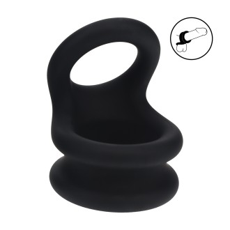 Levelz Wide Double O Silicone Cockring - M - Black