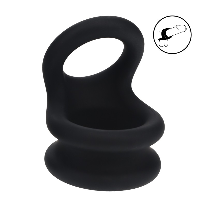 Levelz Wide Double O Silicone Cockring - M - Black