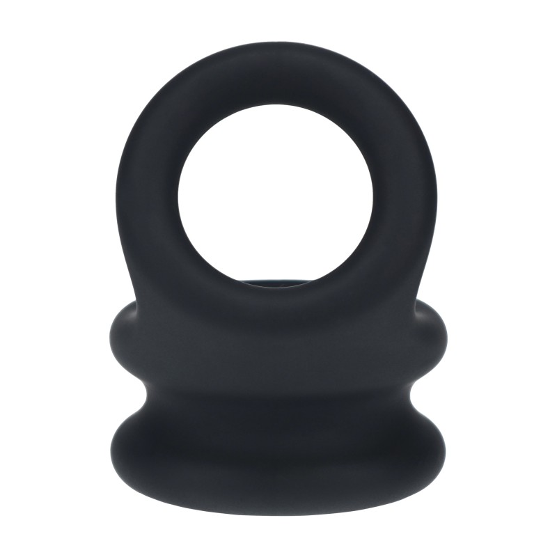 Levelz Wide Double O Silicone Cockring - M - Black