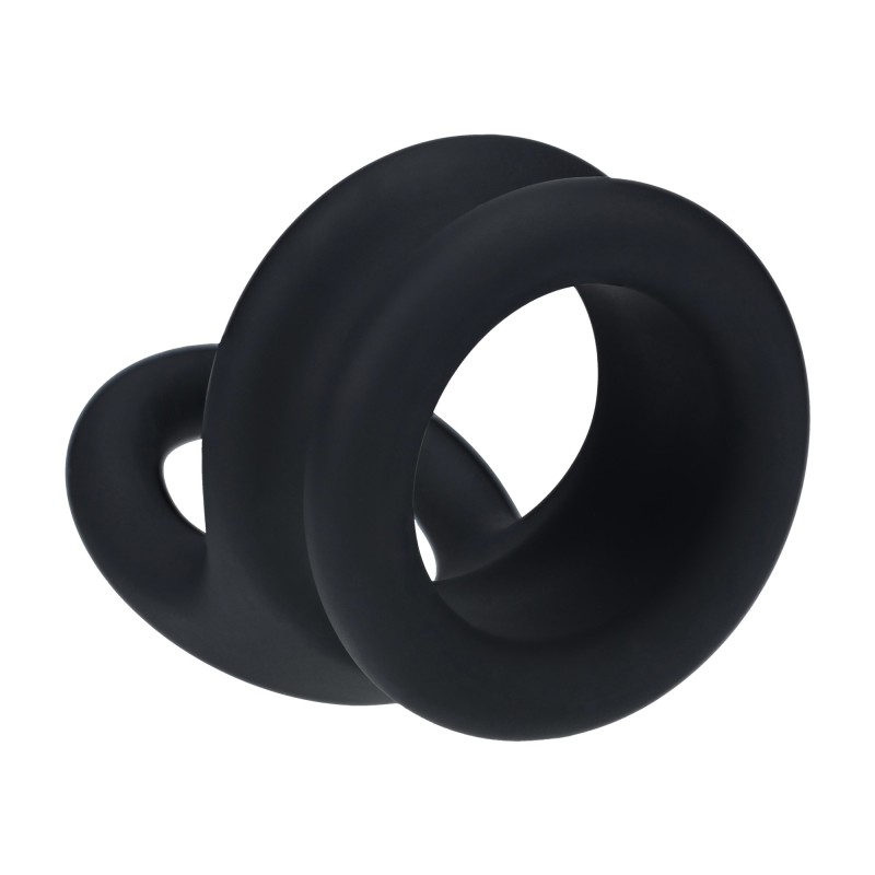 Levelz Wide Double O Silicone Cockring - M - Black
