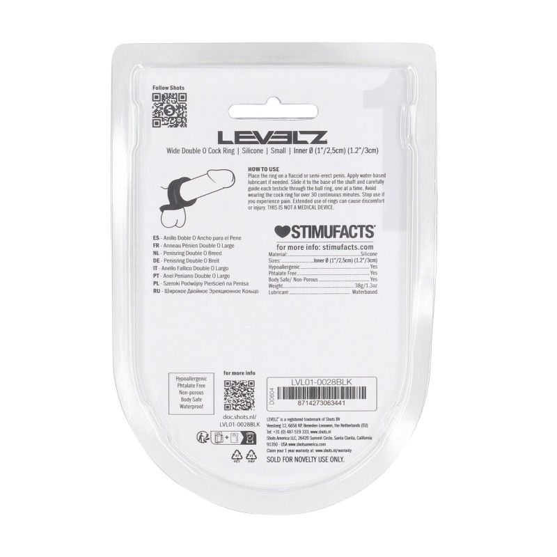 Levelz Wide Double O Silicone Cockring - S - Black